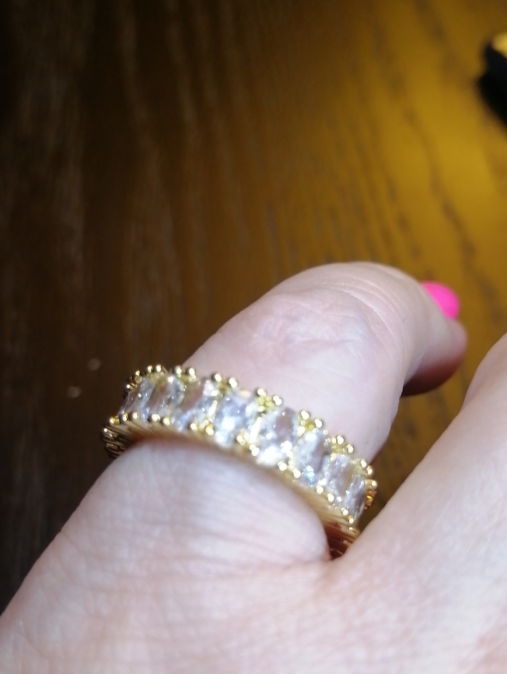Gold and Clear CZ Eternity Band /Engagement Ring/Promise Ring/Celestial Ring.New